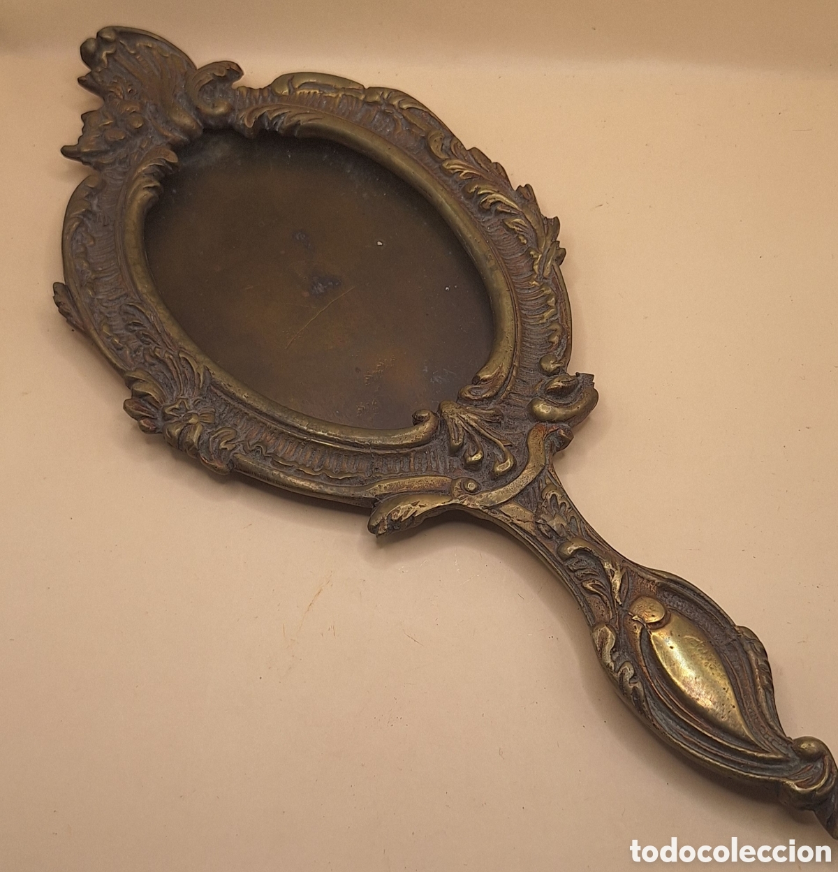 Antig&uuml;edades: Antiguo Espejo de Tocador de Bronce - Lat&oacute;n - Foto 14