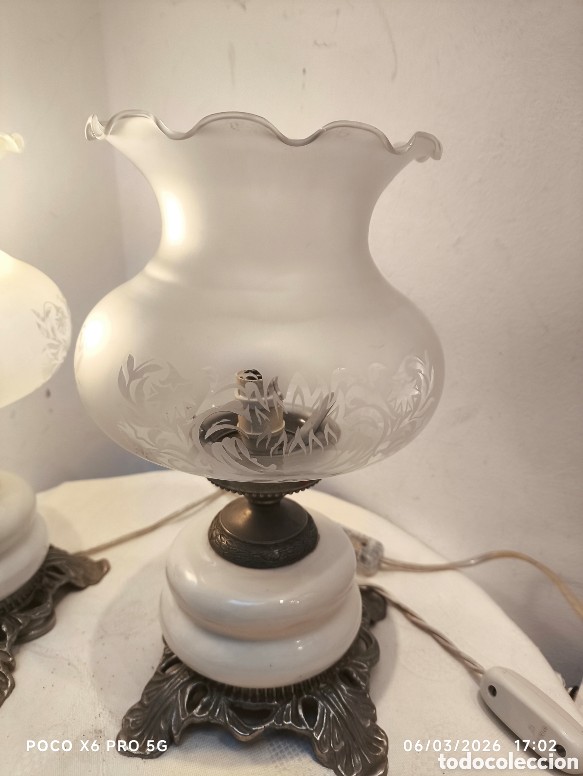 Antig&uuml;edades: Pareja de l&aacute;mparas antiguas de mesa - Foto 5