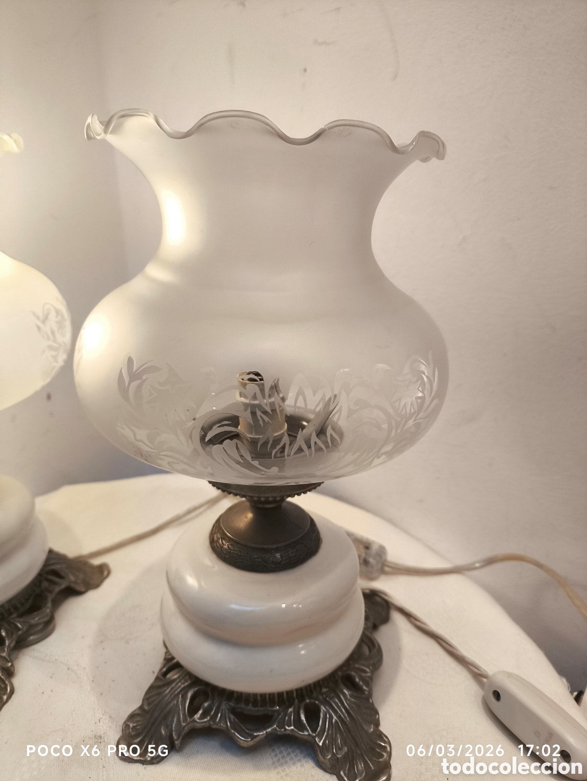 Antig&uuml;edades: Pareja de l&aacute;mparas antiguas de mesa - Foto 6