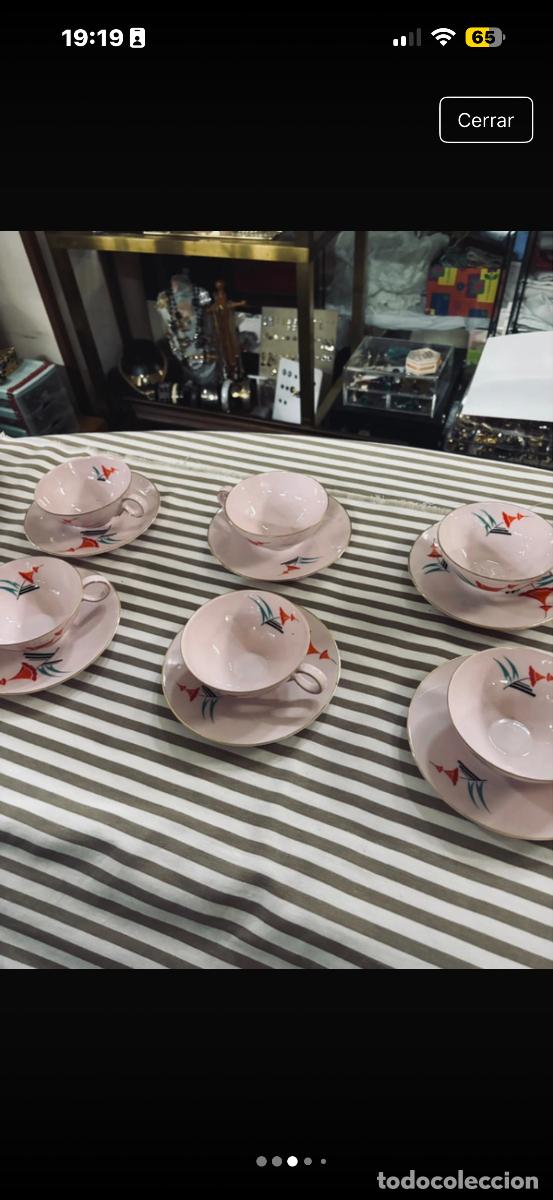 Antig&uuml;edades: Juego caf&eacute; rosa 12 servicios - Foto 3