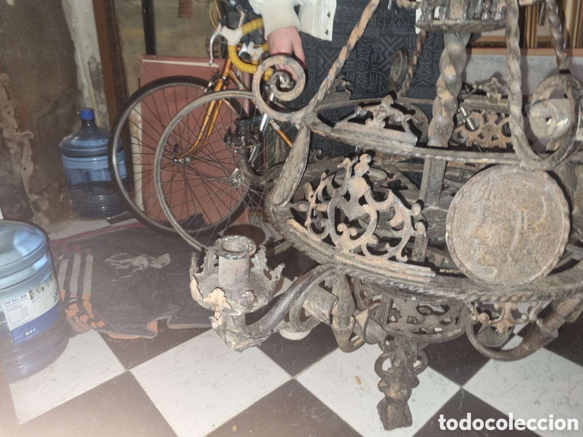 Antig&uuml;edades: LAMPARA DE HIERRO .SIGLO XIX - Foto 3
