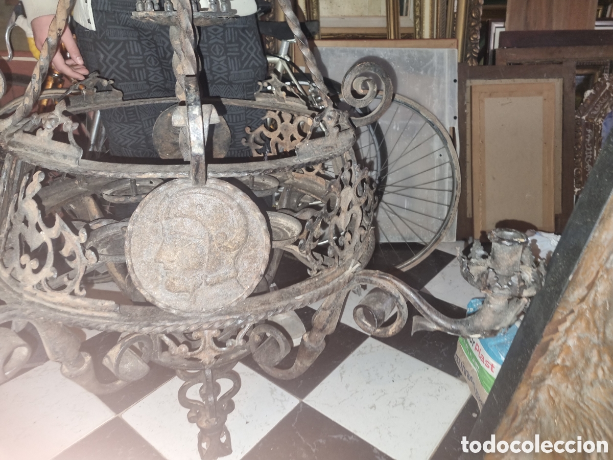 Antig&uuml;edades: LAMPARA DE HIERRO .SIGLO XIX - Foto 4