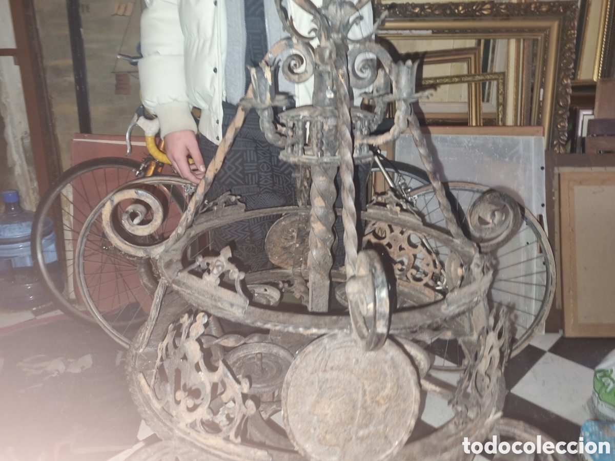 Antig&uuml;edades: LAMPARA DE HIERRO .SIGLO XIX - Foto 5