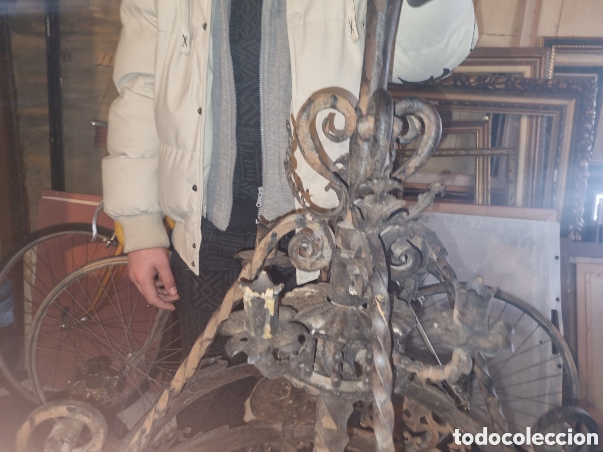 Antig&uuml;edades: LAMPARA DE HIERRO .SIGLO XIX - Foto 6