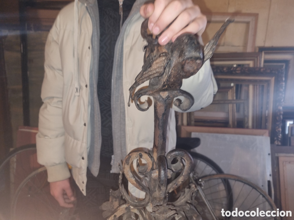 Antig&uuml;edades: LAMPARA DE HIERRO .SIGLO XIX - Foto 7