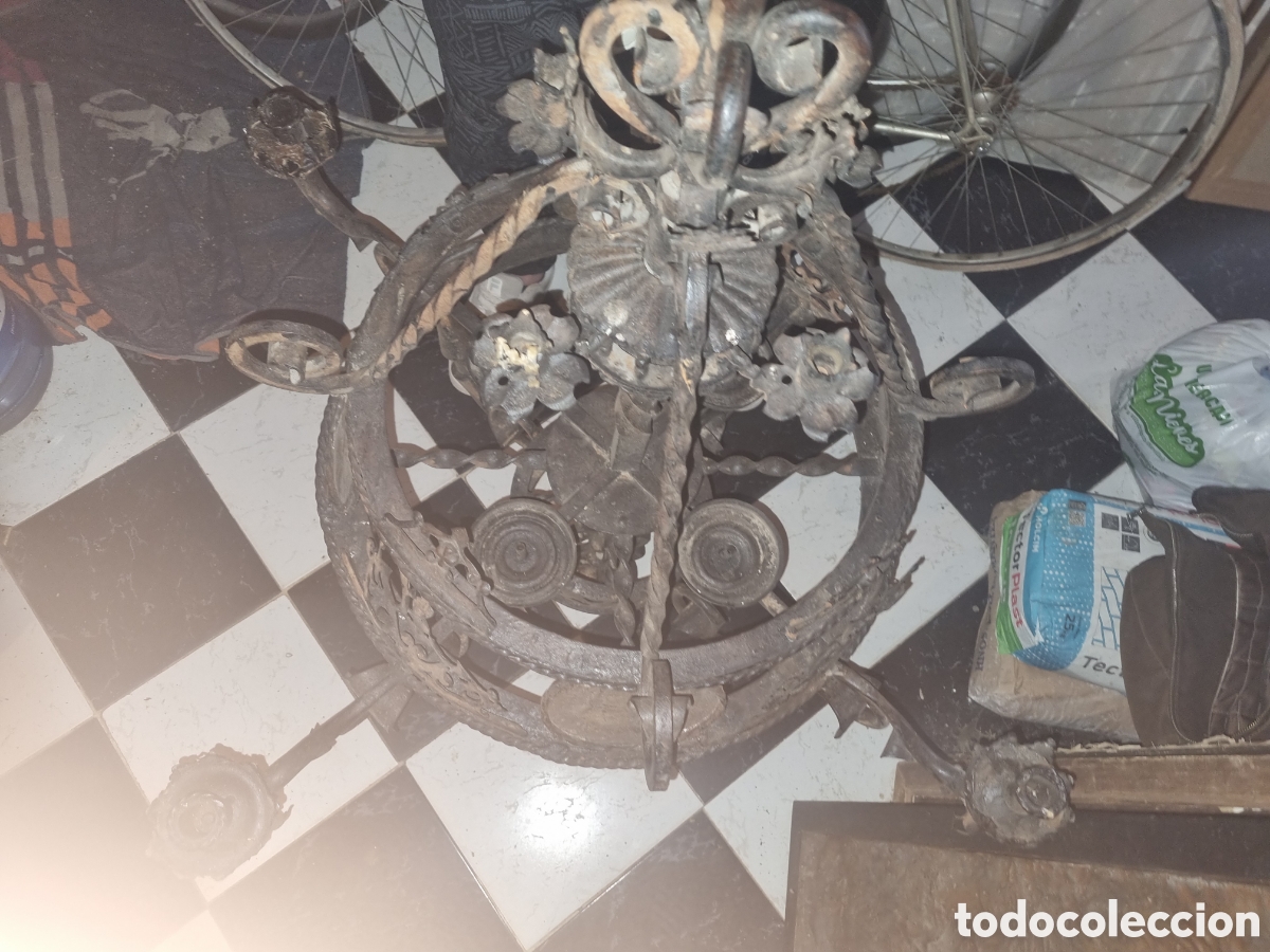 Antig&uuml;edades: LAMPARA DE HIERRO .SIGLO XIX - Foto 8