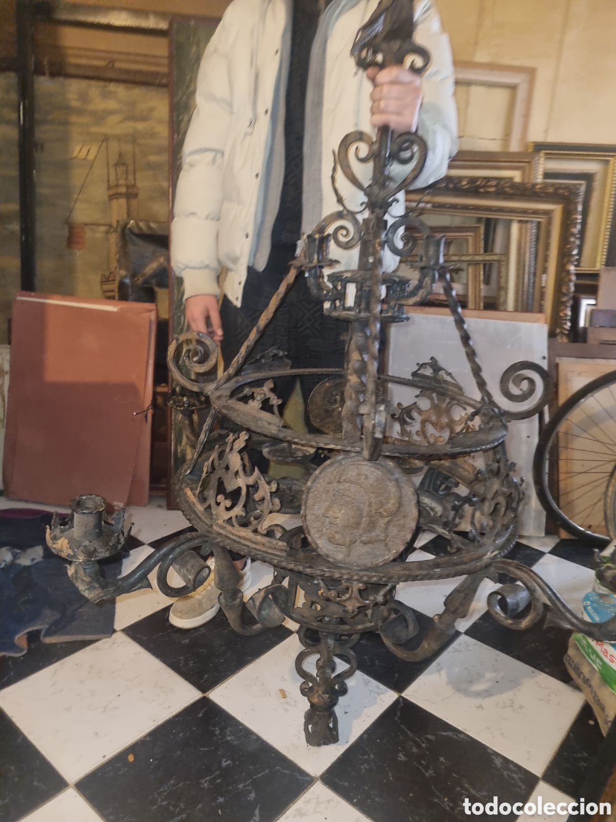Antig&uuml;edades: LAMPARA DE HIERRO .SIGLO XIX - Foto 11