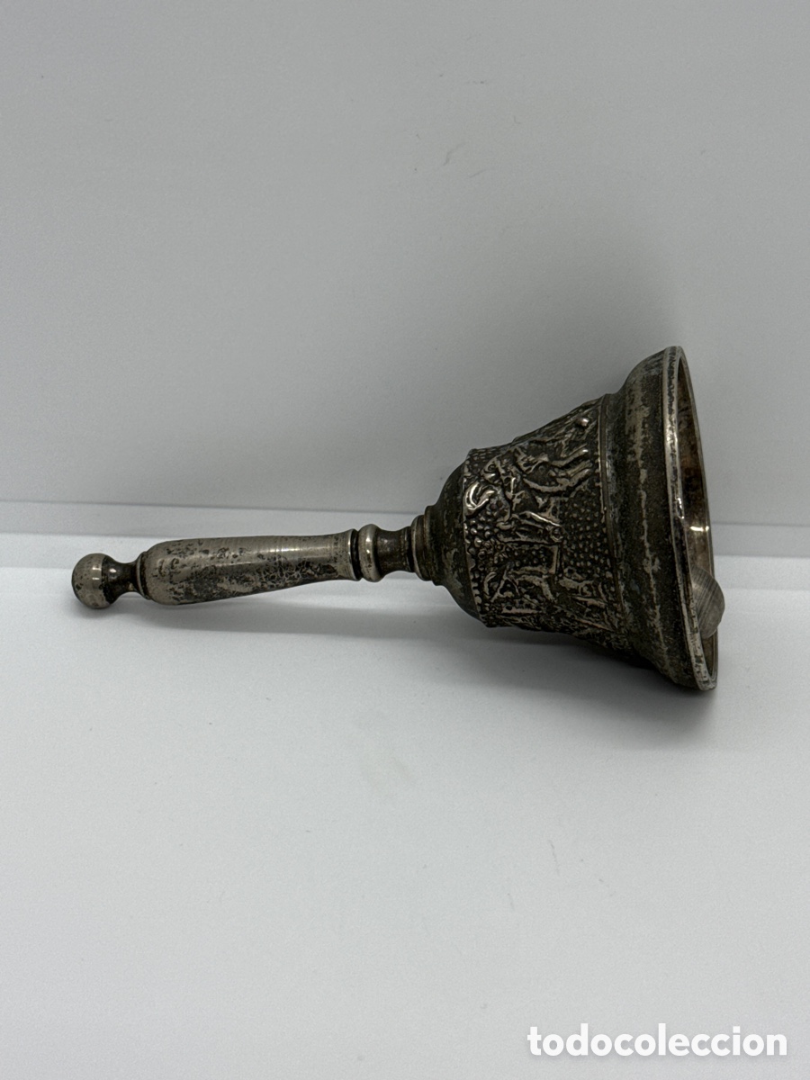 Antig&uuml;edades: CAMPANA DE METAL PLATEADO - Foto 2
