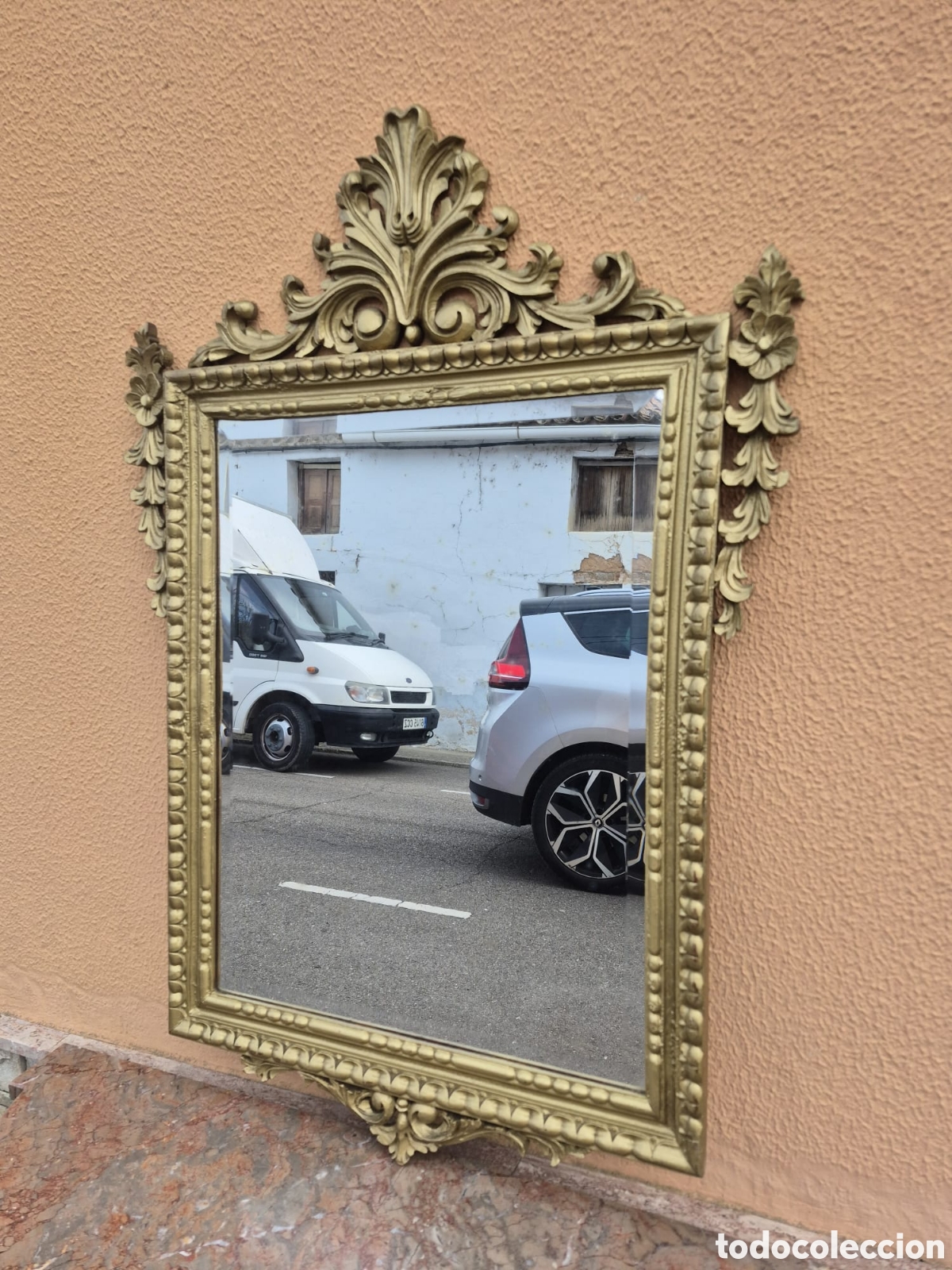 Antig&uuml;edades: Consola y espejo de madera com m&aacute;rmol - Foto 6