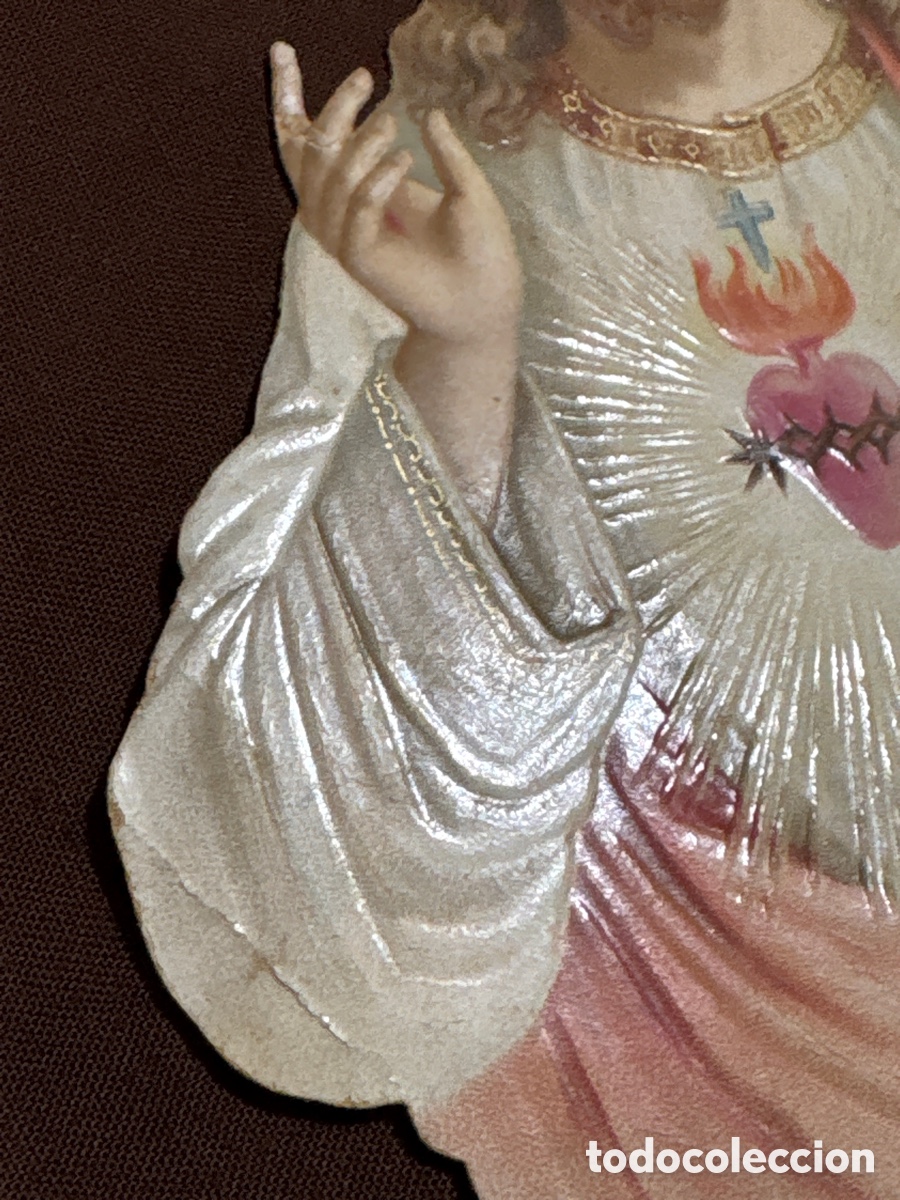 Antig&uuml;edades: SAGRADO CORAZ&Oacute;N DE JES&Uacute;S TROQUELADO - Foto 2