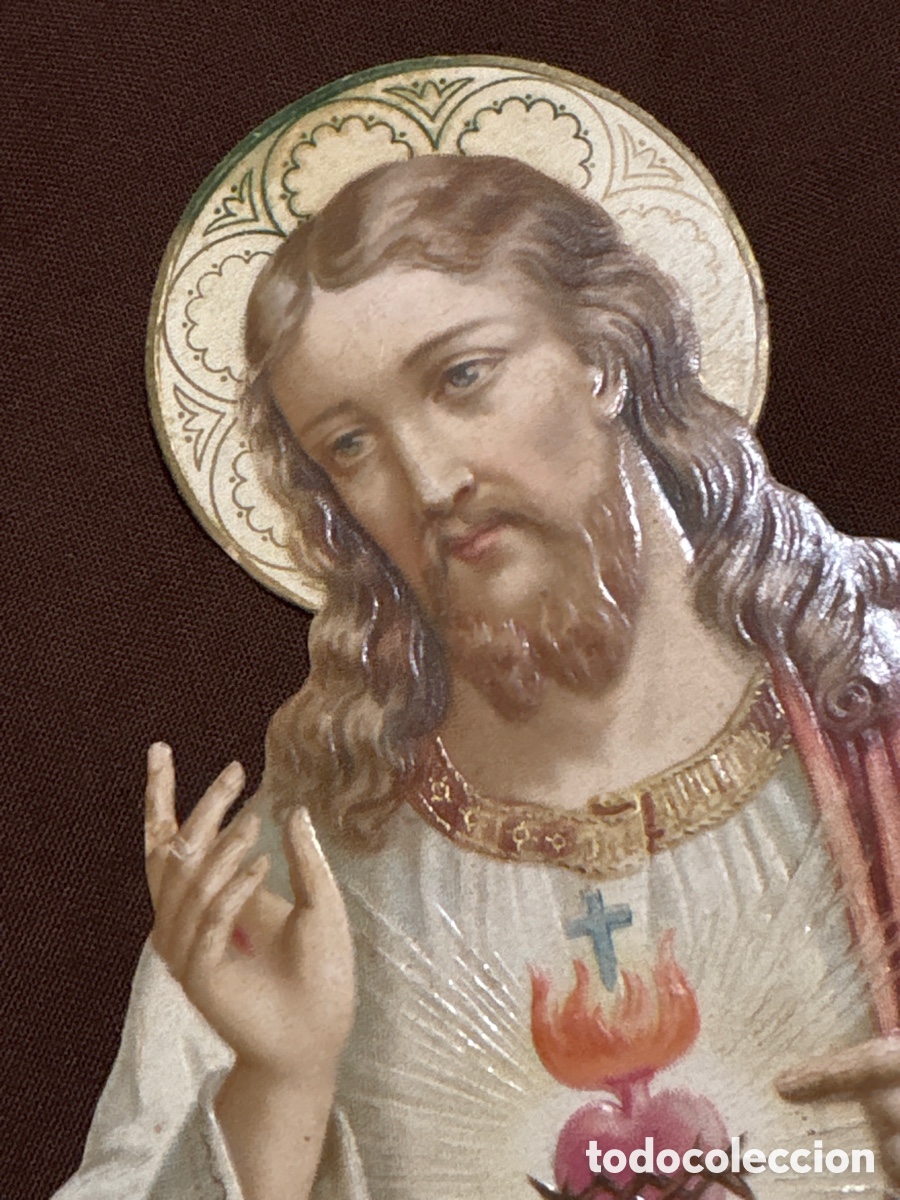 Antig&uuml;edades: SAGRADO CORAZ&Oacute;N DE JES&Uacute;S TROQUELADO - Foto 3