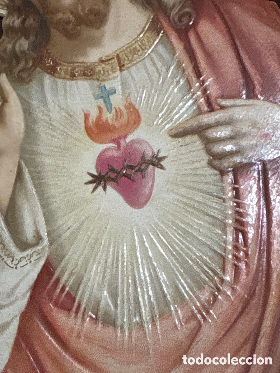 Antig&uuml;edades: SAGRADO CORAZ&Oacute;N DE JES&Uacute;S TROQUELADO - Foto 4