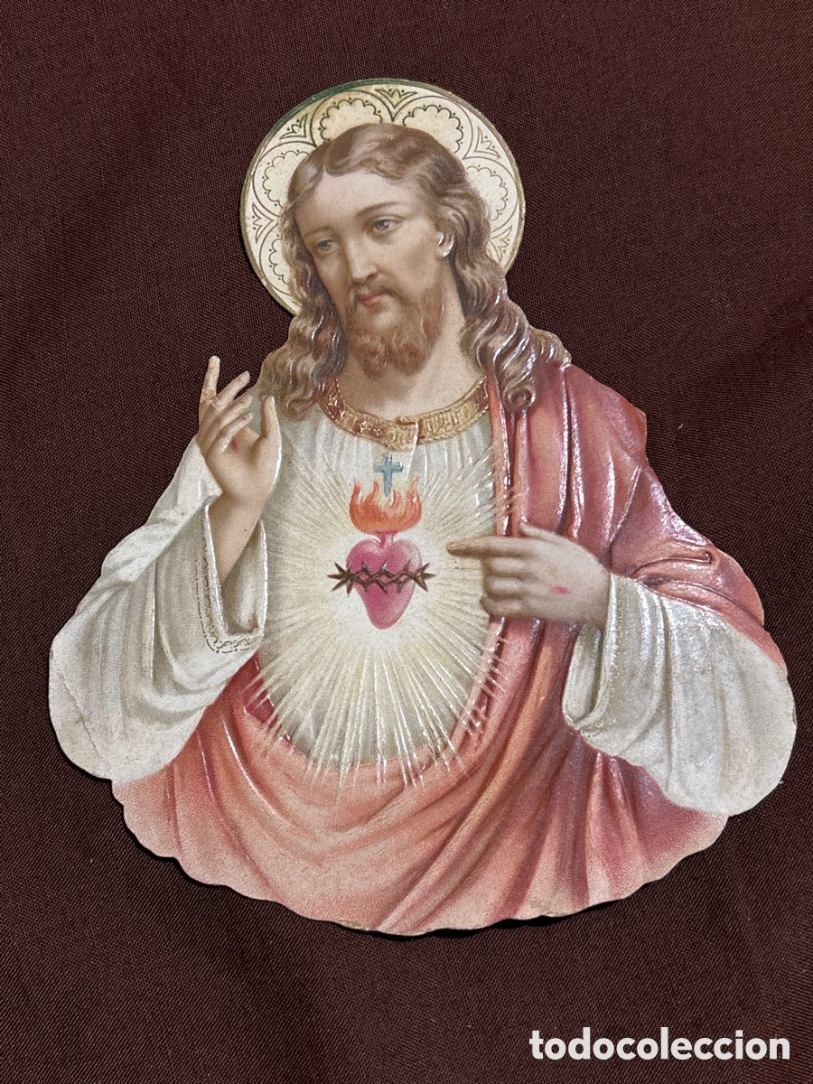 Antig&uuml;edades: SAGRADO CORAZ&Oacute;N DE JES&Uacute;S TROQUELADO - Foto 1