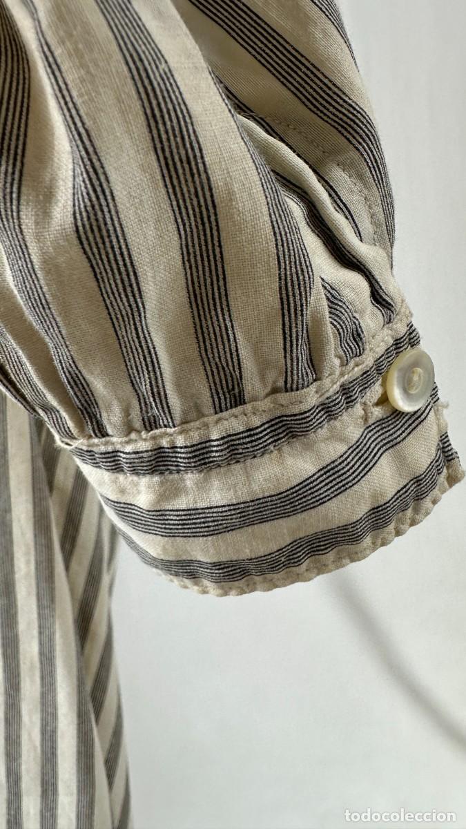 Antig&uuml;edades: Antigua camisa de rayas gris y blanco - Foto 5