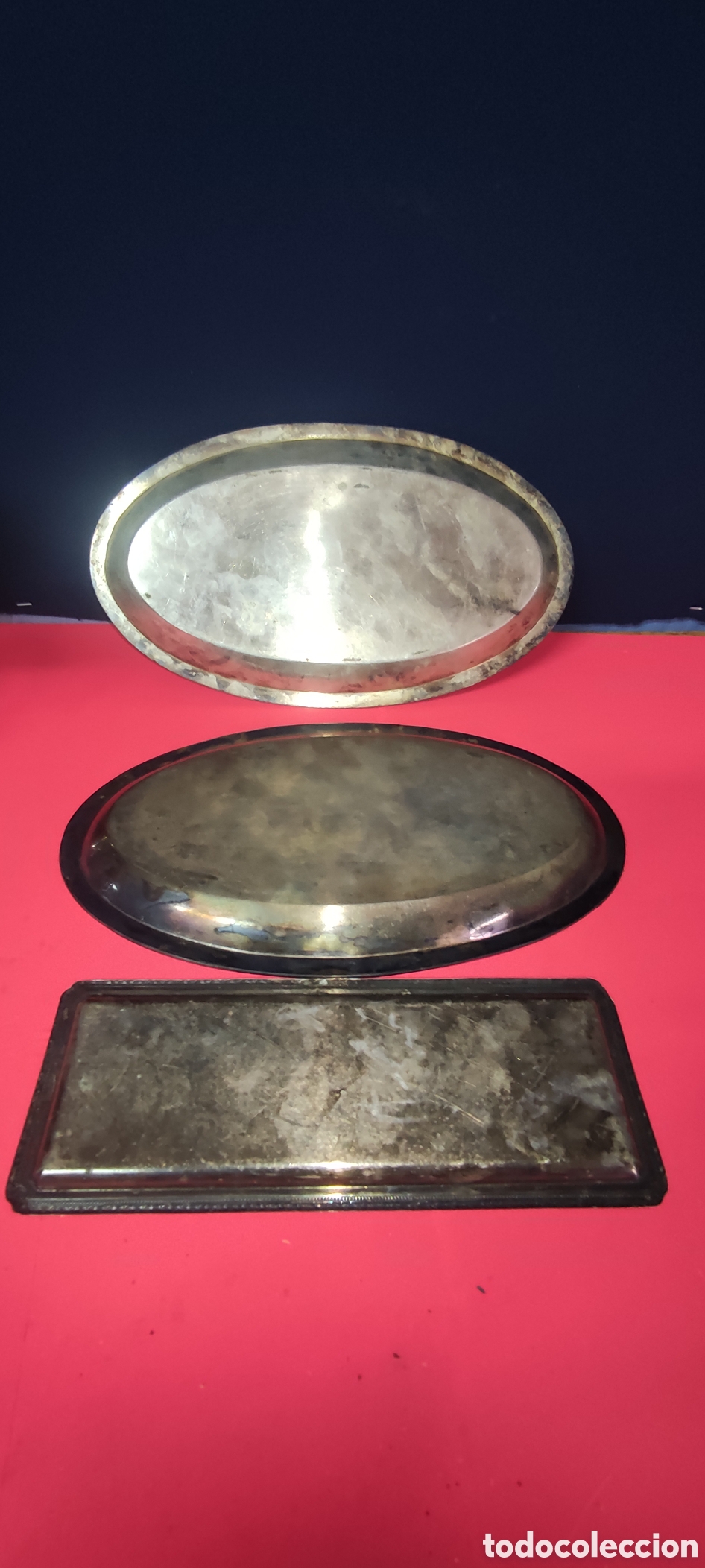 Antig&uuml;edades: Conjunto 3 bandejas alpaca - Foto 6