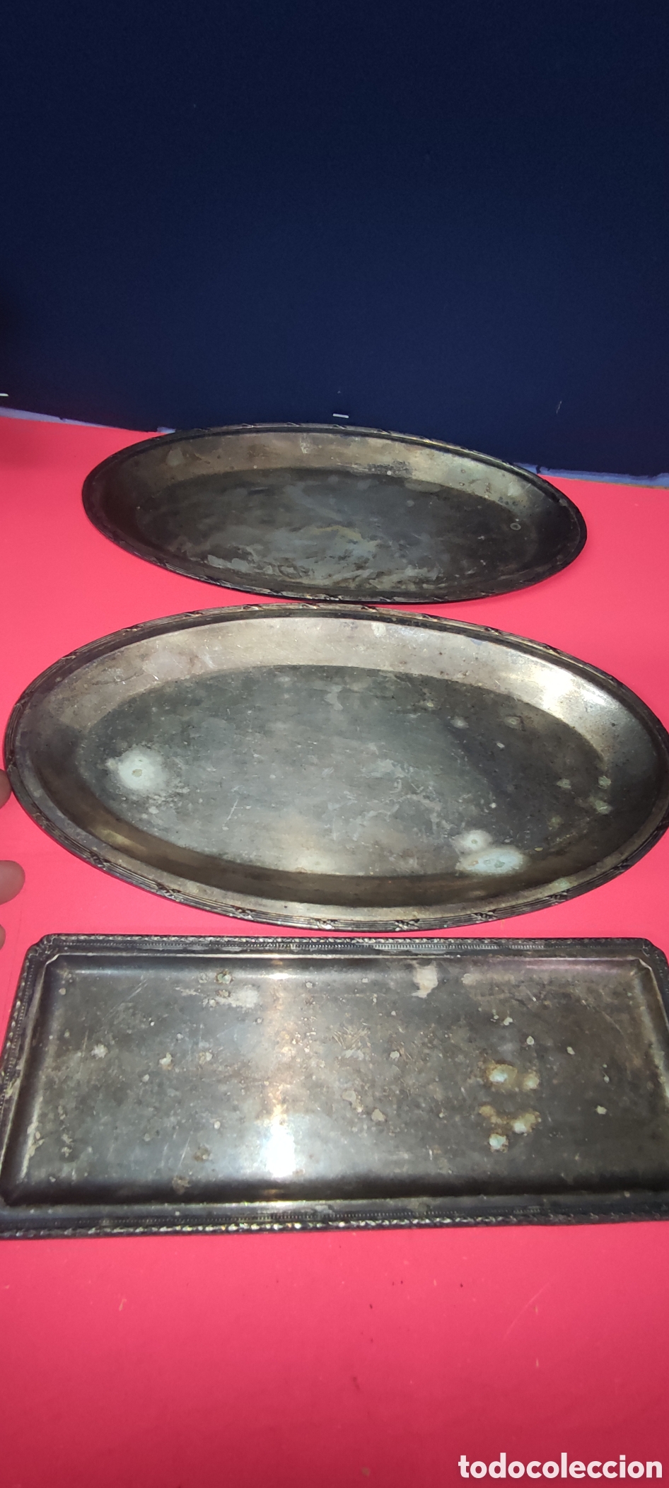 Antig&uuml;edades: Conjunto 3 bandejas alpaca - Foto 7