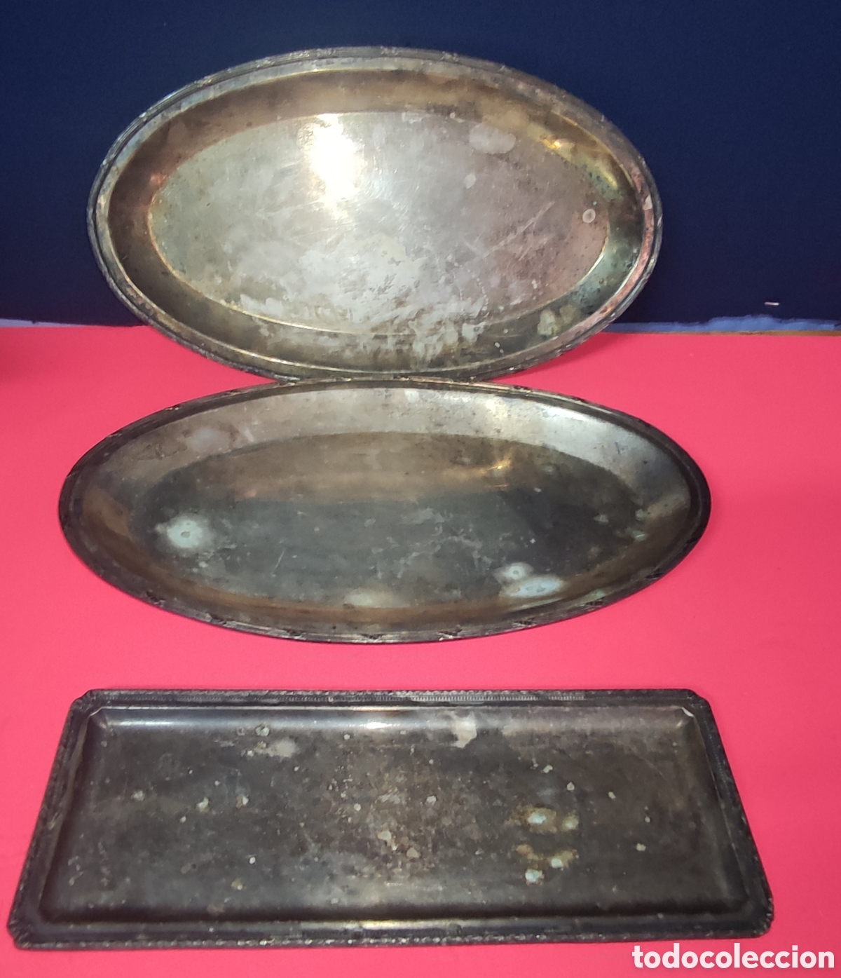 Antig&uuml;edades: Conjunto 3 bandejas alpaca - Foto 1