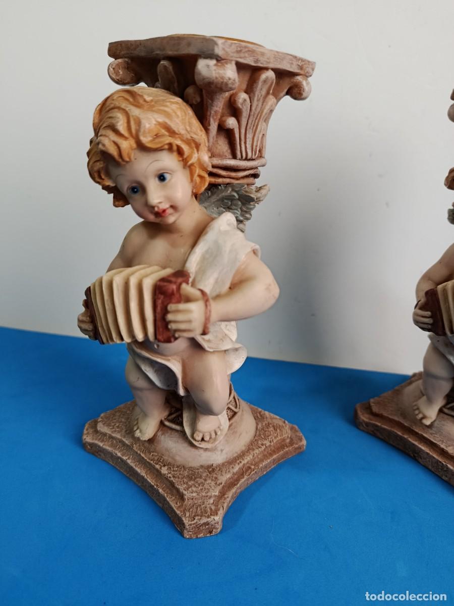 Antig&uuml;edades: DOS PORTAVELAS CON UN ANGEL - Foto 2