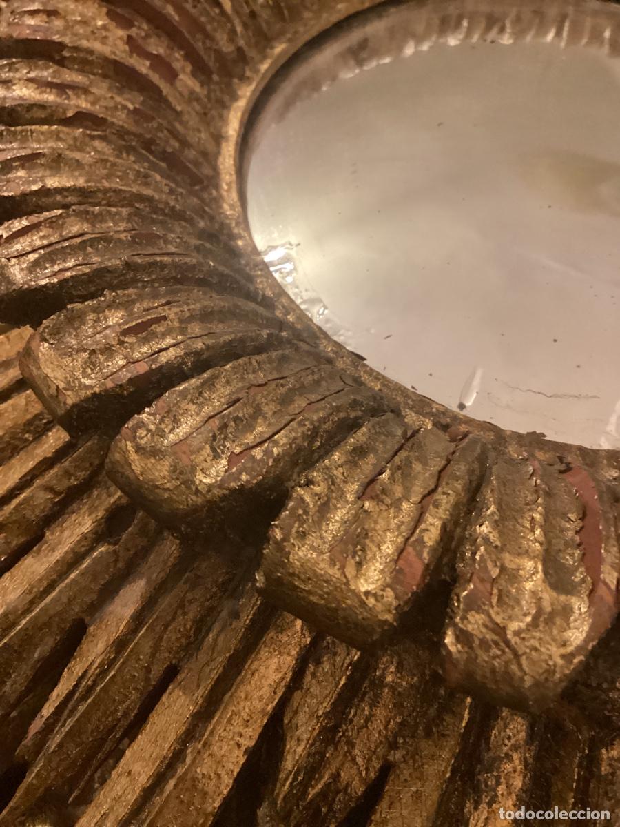 Antig&uuml;edades: ANTIGUO ESPEJO DE SOL EN MADERA GRAN ANGULAR. 3 CUERPOS. 69 CENT&Iacute;METROS. - Foto 9