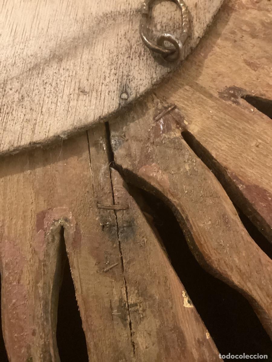 Antig&uuml;edades: ANTIGUO ESPEJO DE SOL EN MADERA GRAN ANGULAR. 3 CUERPOS. 69 CENT&Iacute;METROS. - Foto 11