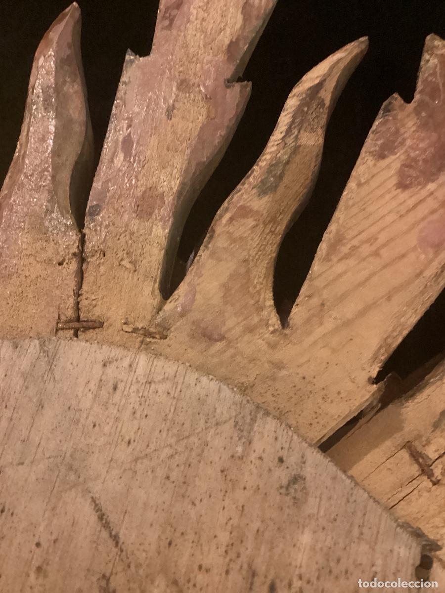 Antig&uuml;edades: ANTIGUO ESPEJO DE SOL EN MADERA GRAN ANGULAR. 3 CUERPOS. 69 CENT&Iacute;METROS. - Foto 12