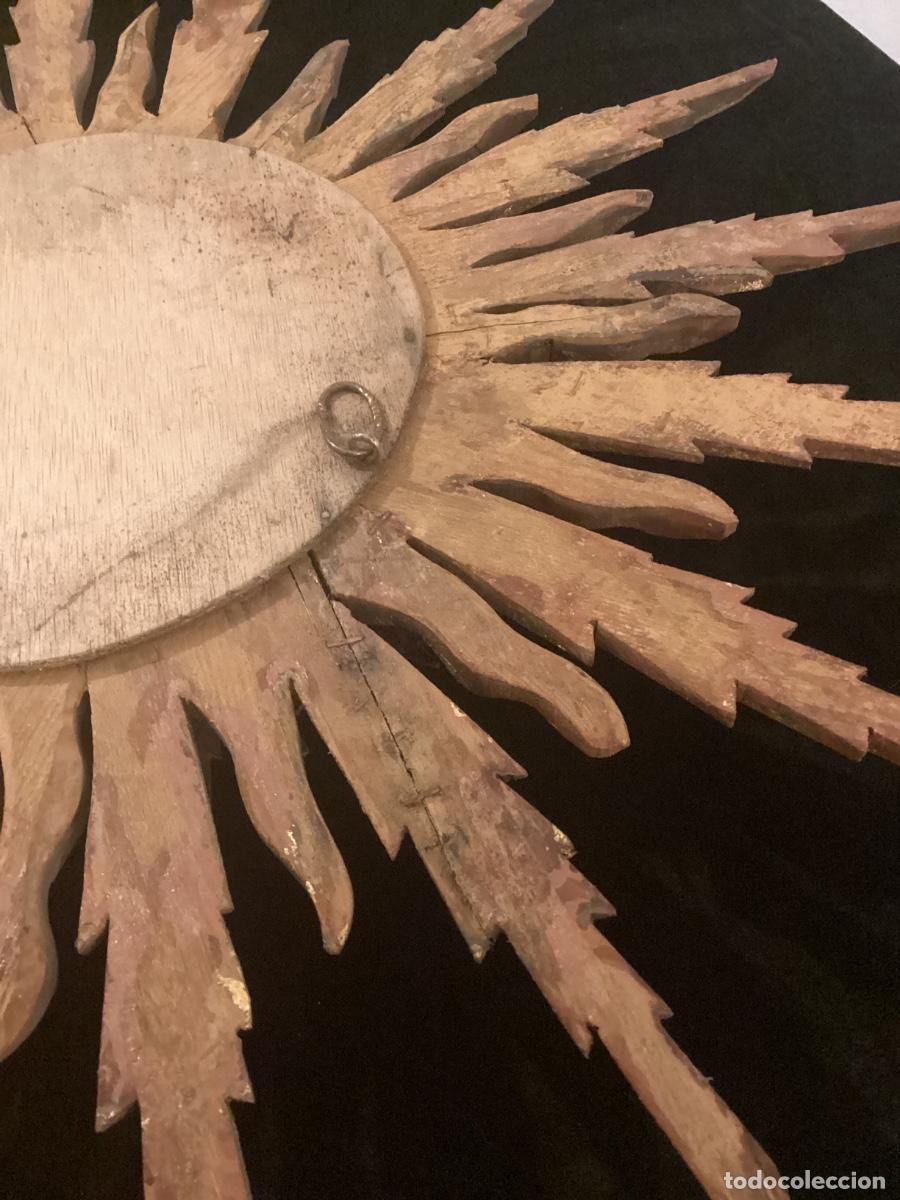 Antig&uuml;edades: ANTIGUO ESPEJO DE SOL EN MADERA GRAN ANGULAR. 3 CUERPOS. 69 CENT&Iacute;METROS. - Foto 13