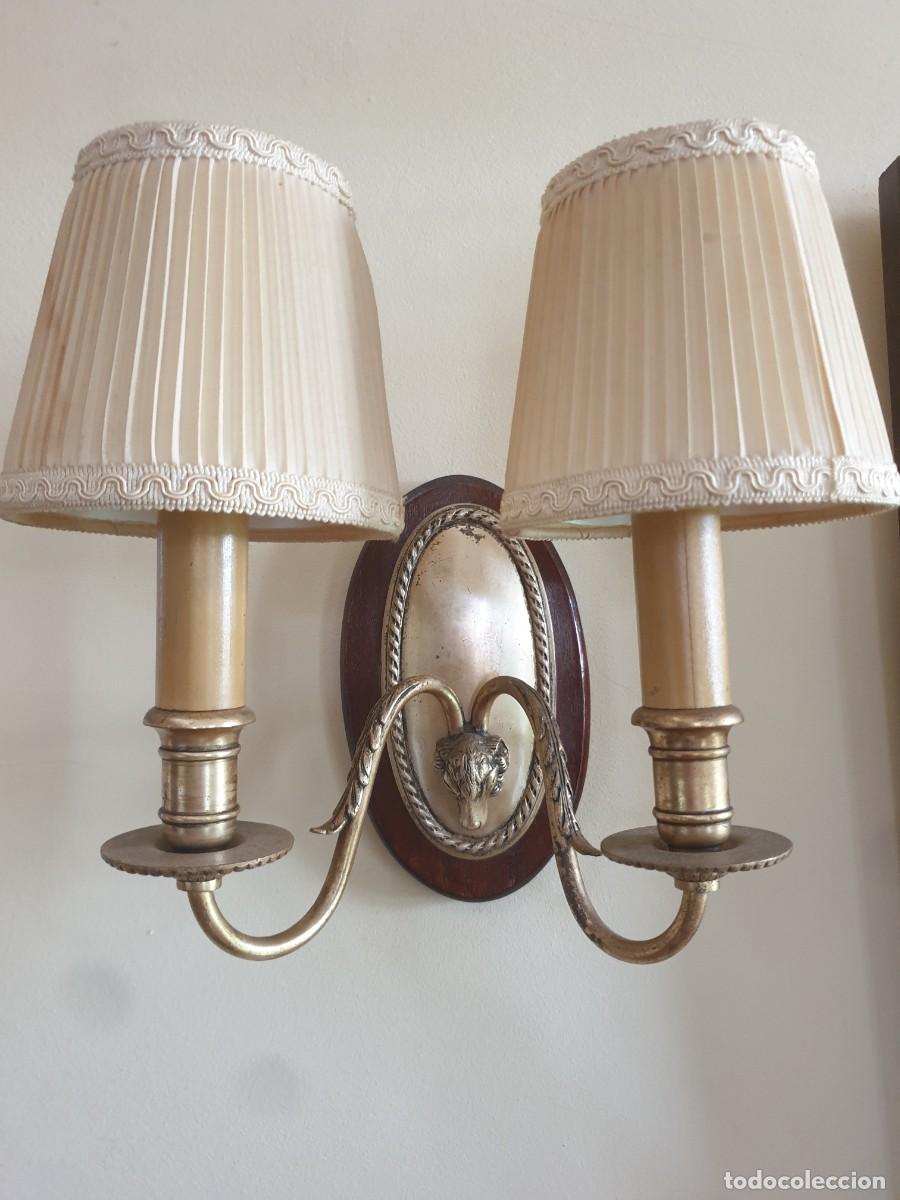 Antig&uuml;edades: 3 APLIQUES DE PARED LAMPARAS DE BRONCE CON CABEZA DE CABRA - Foto 22