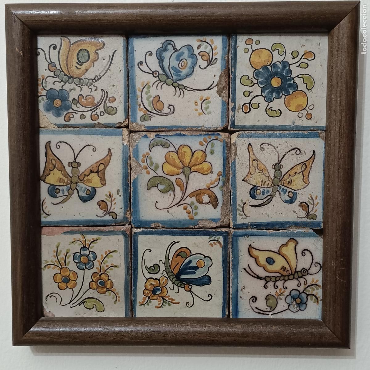 Oggetti Antichi: LOTE DE 9 AZULEJOS EN CERAMICA DE TALAVERA DE LA REINA ( TOLEDO )