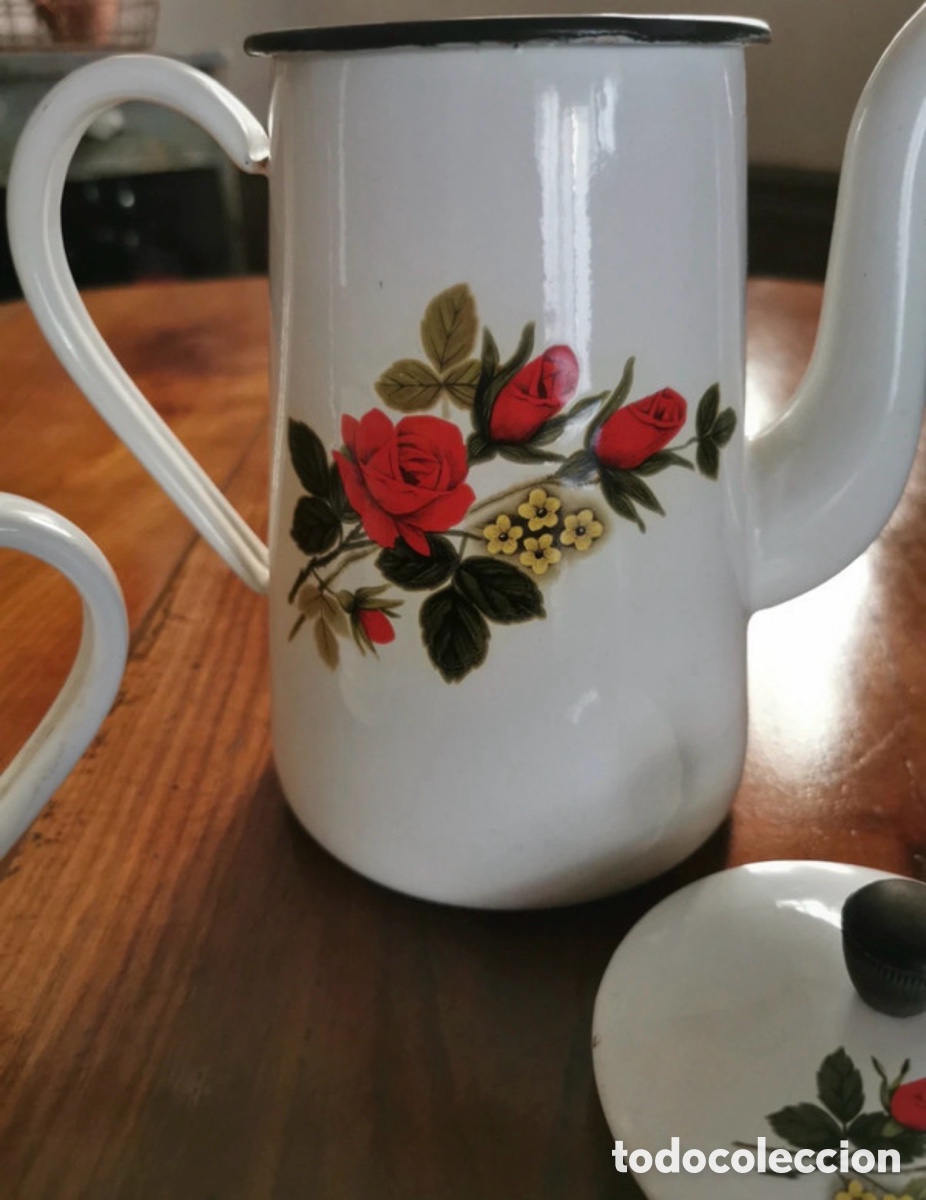 Antig&uuml;edades: Antigua cafetera esmaltada francesa - Foto 3