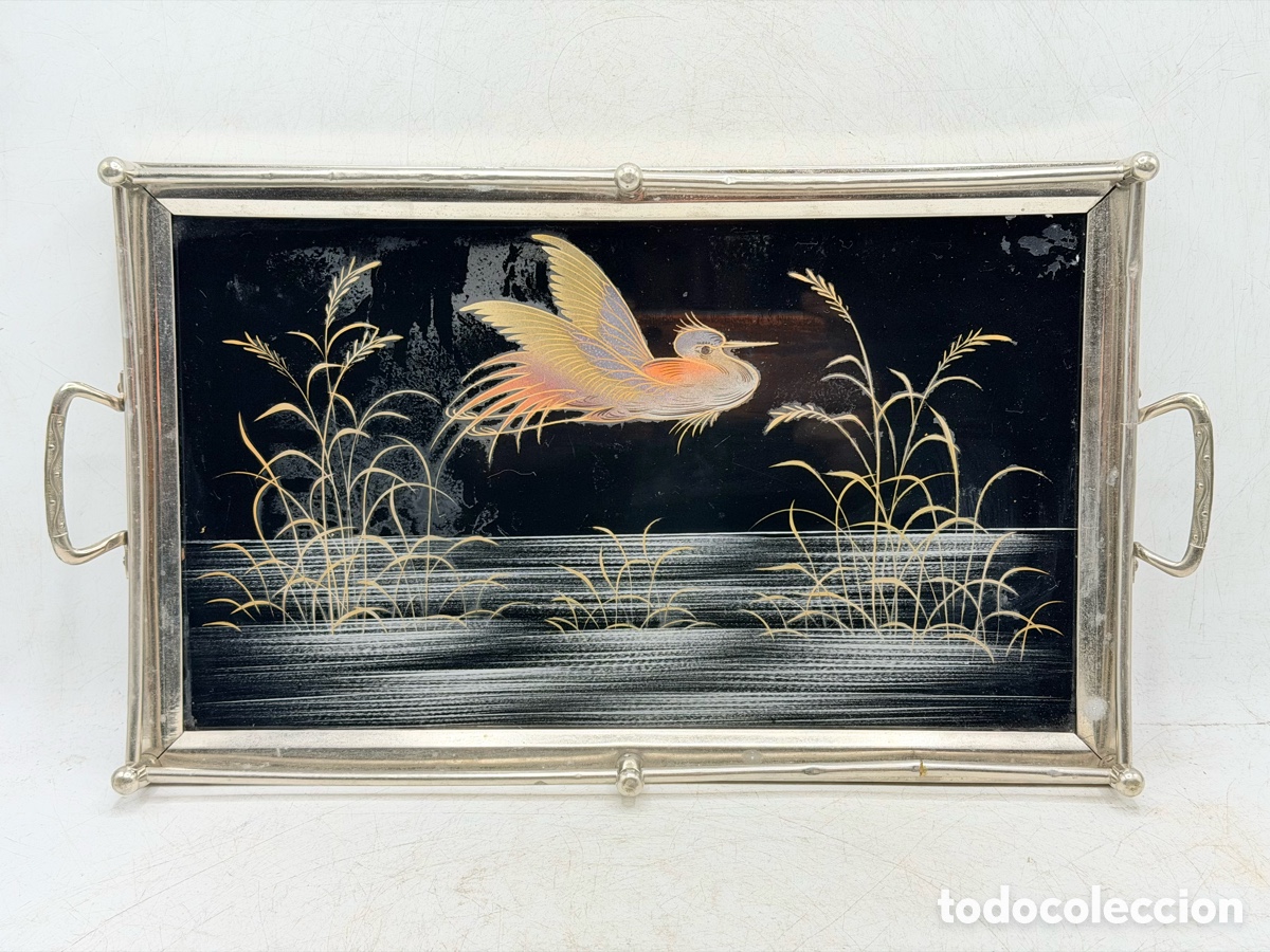 Antiguidades: Antigua Bandeja Modernista Esmaltada