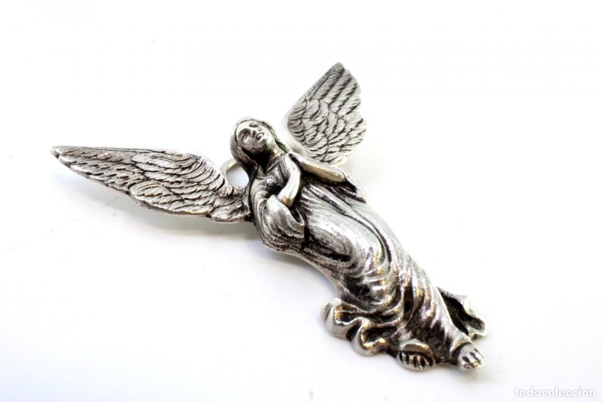 Antig&uuml;edades: &Aacute;ngel de la guarda en plata - Foto 4