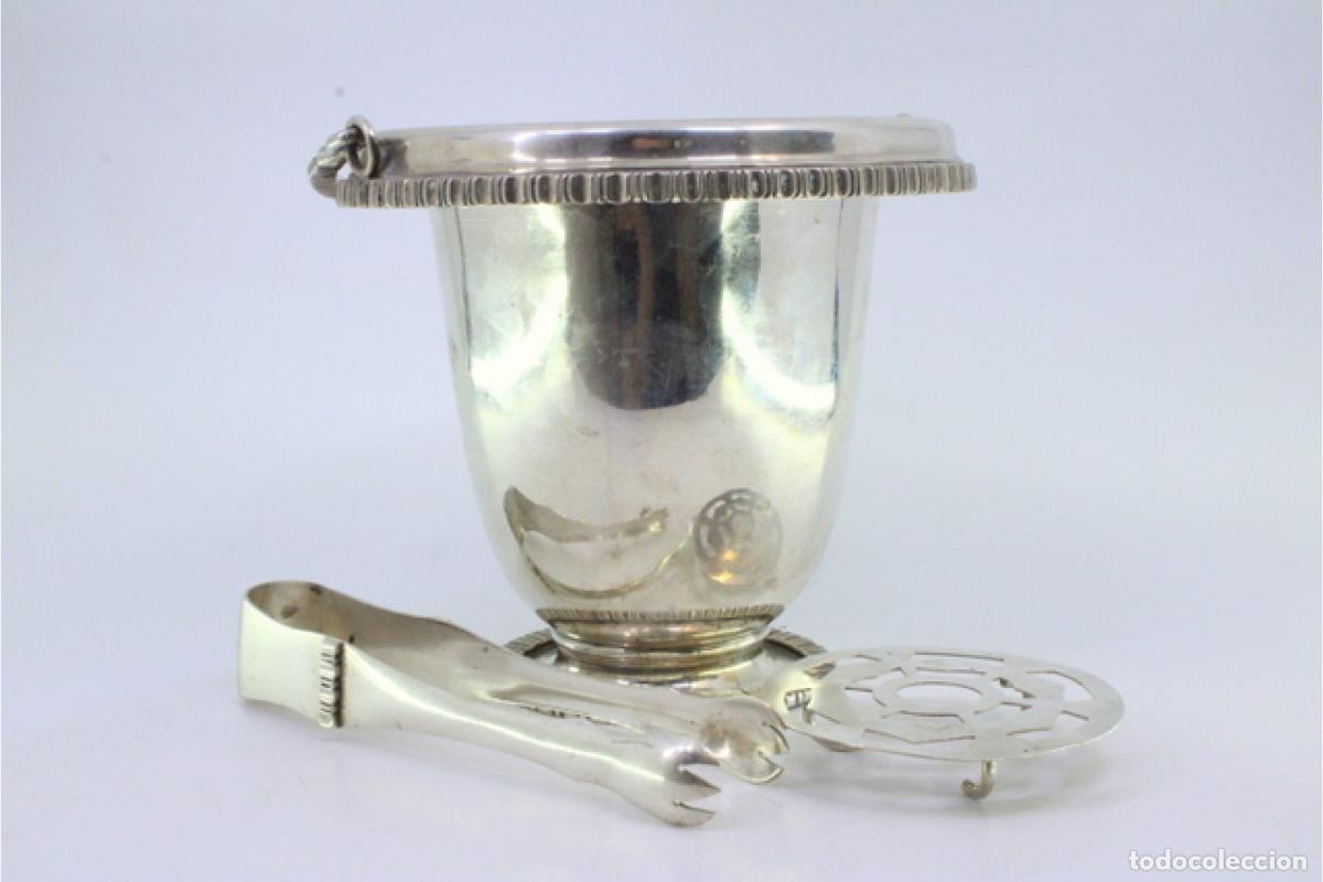 Antig&uuml;edades: Cubo de hielo con pinzas, plata - Foto 3