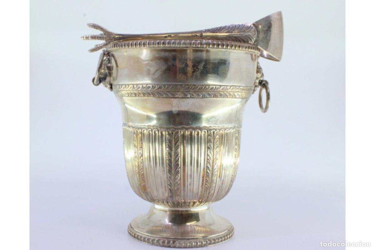 Antig&uuml;edades: Cubo de hielo con pinzas, plata - Foto 2