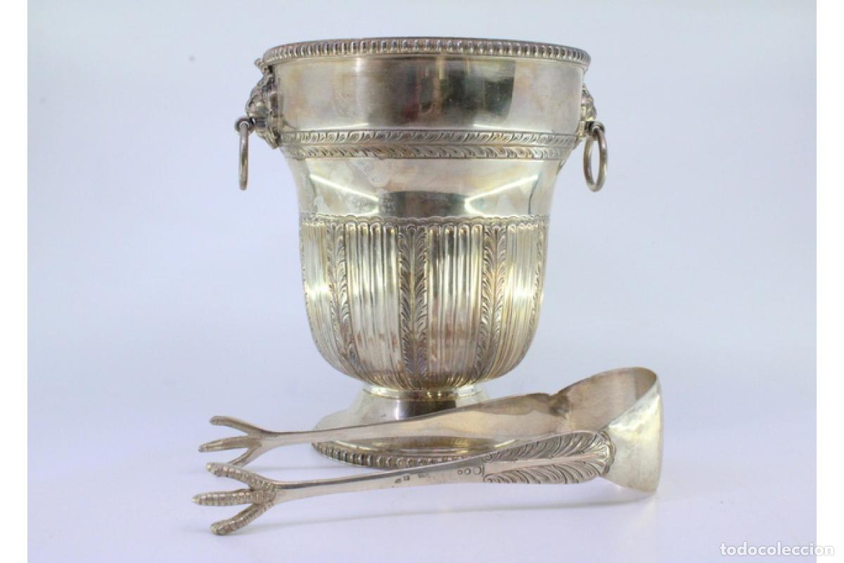 Antig&uuml;edades: Cubo de hielo con pinzas, plata - Foto 9