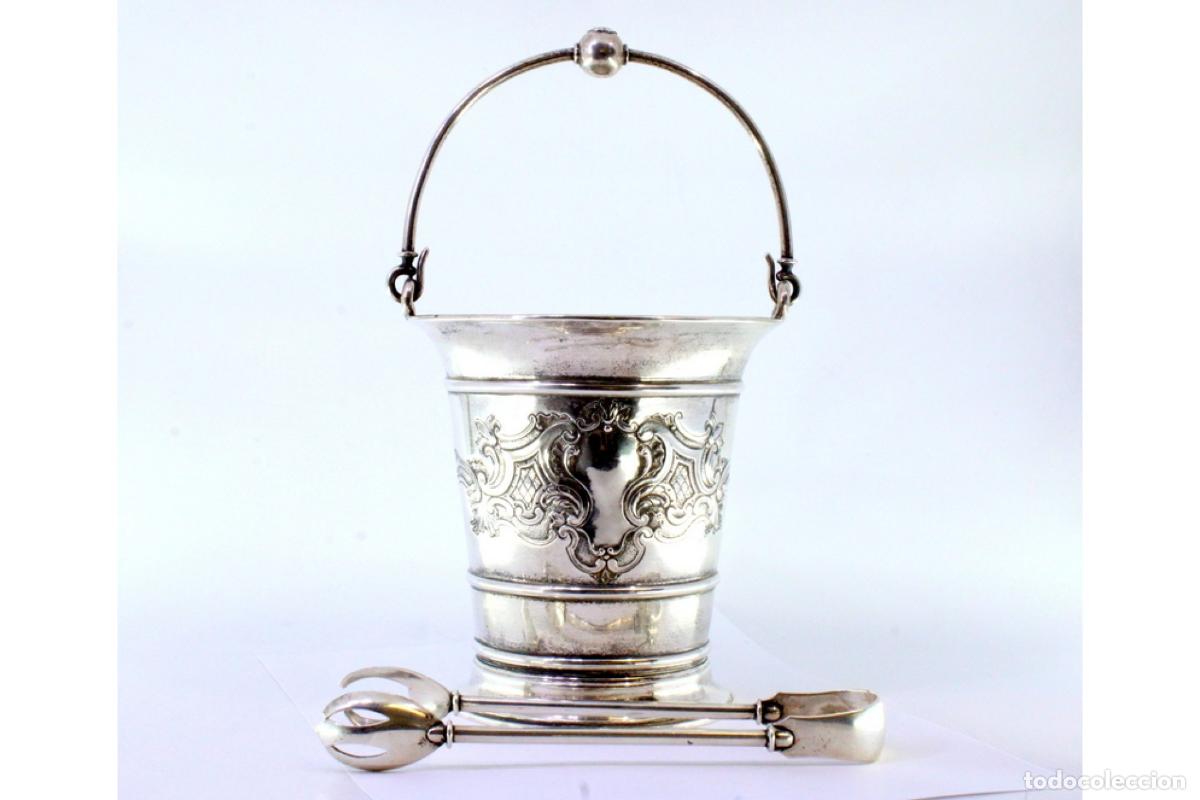 Antig&uuml;edades: Cubo de hielo con pinzas, plata - Foto 5