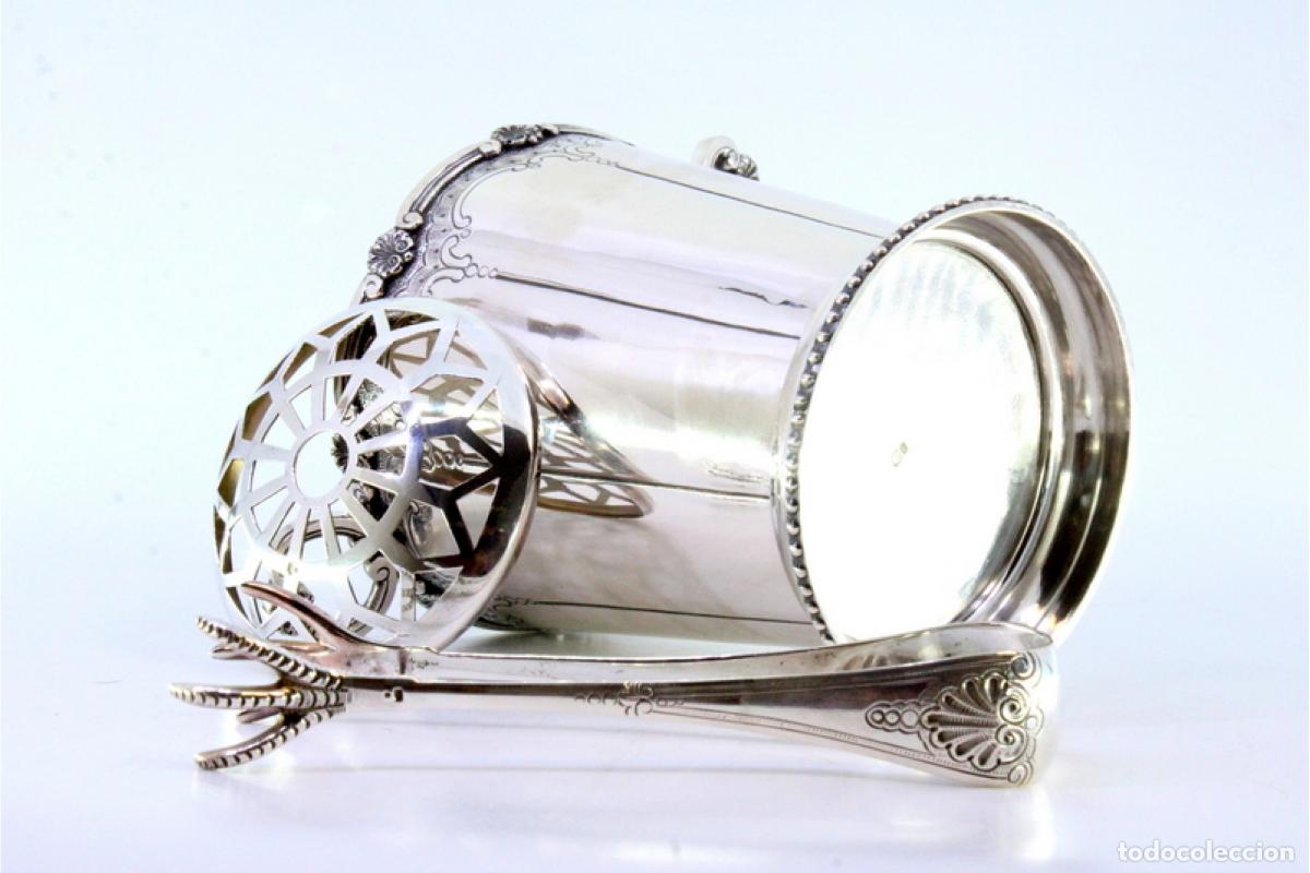 Antig&uuml;edades: Cubo de hielo con pinzas, plata - Foto 5