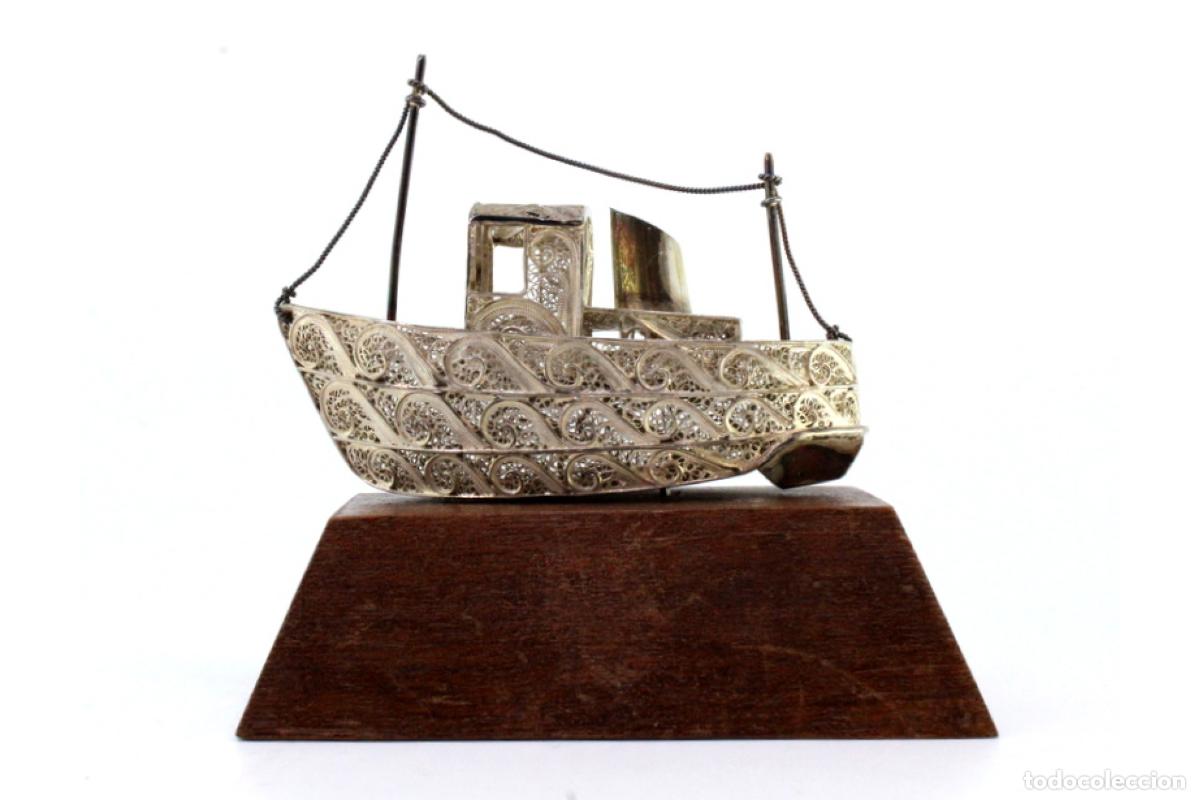 Antig&uuml;edades: Barco en filigrana de plata. - Foto 2