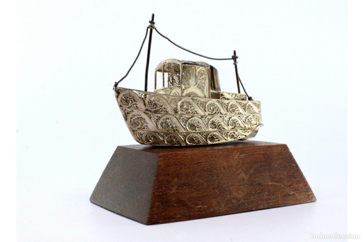 Antig&uuml;edades: Barco en filigrana de plata. - Foto 5