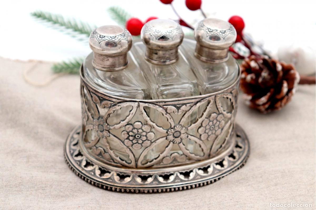 Antig&uuml;edades: Frascos de perfume, en cristal y plata. - Foto 3