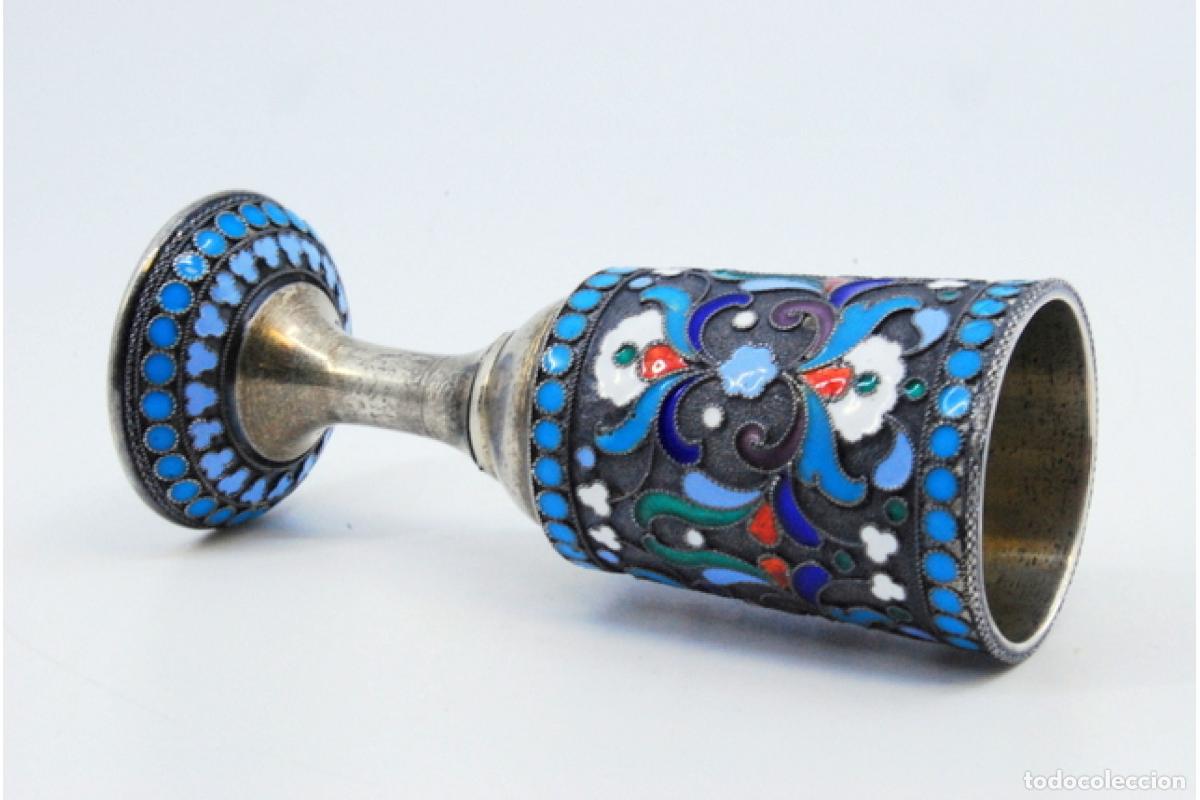 Antig&uuml;edades: C&aacute;liz cloisonn&eacute; de plata rusa - Foto 2