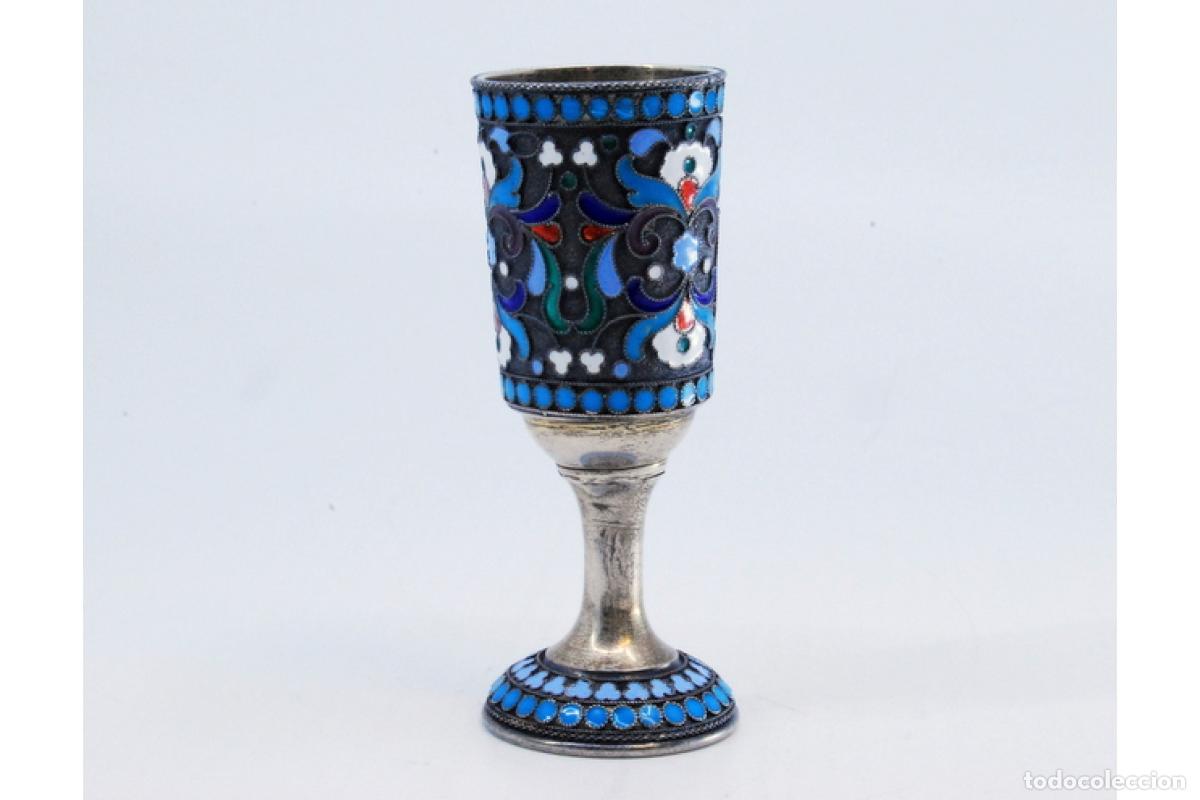 Antig&uuml;edades: C&aacute;liz cloisonn&eacute; de plata rusa - Foto 3