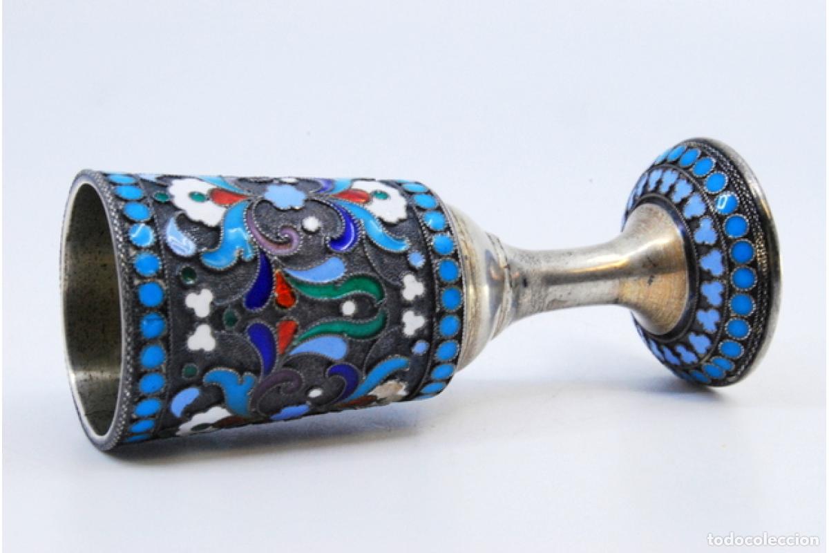 Antig&uuml;edades: C&aacute;liz cloisonn&eacute; de plata rusa - Foto 5