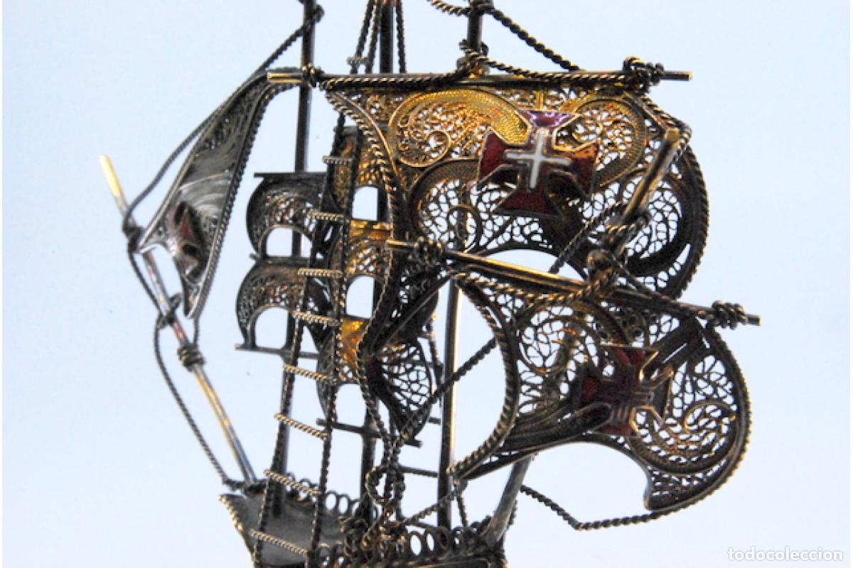 Antig&uuml;edades: Carabela en filigrana de plata. - Foto 6