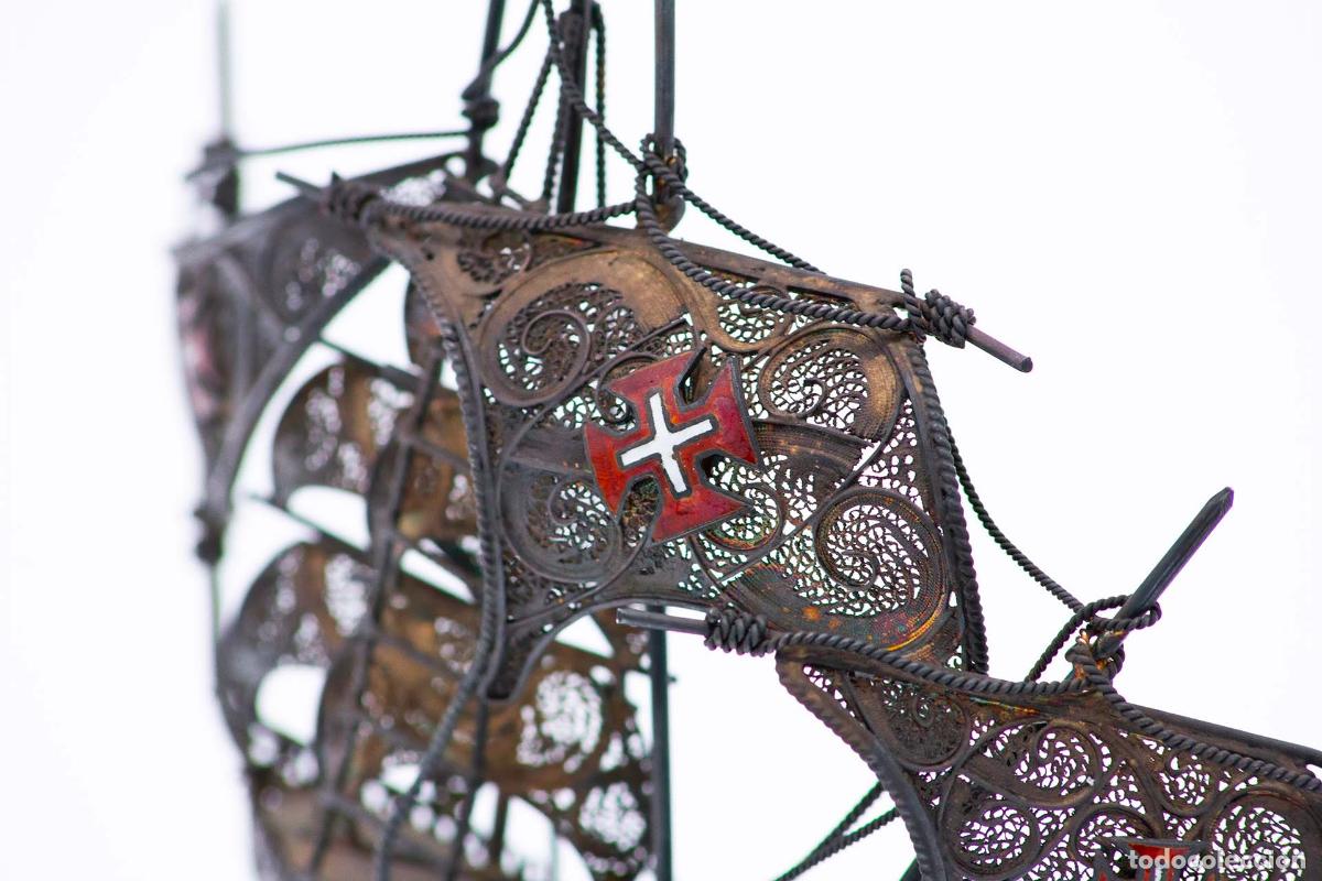 Antig&uuml;edades: Carabela en filigrana de plata. - Foto 2
