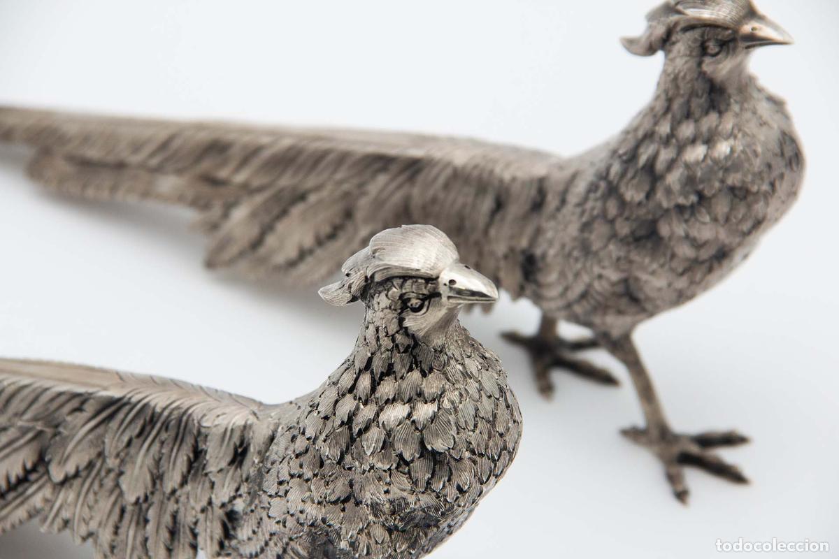 Antig&uuml;edades: Pareja de faisanes en plata - Foto 3