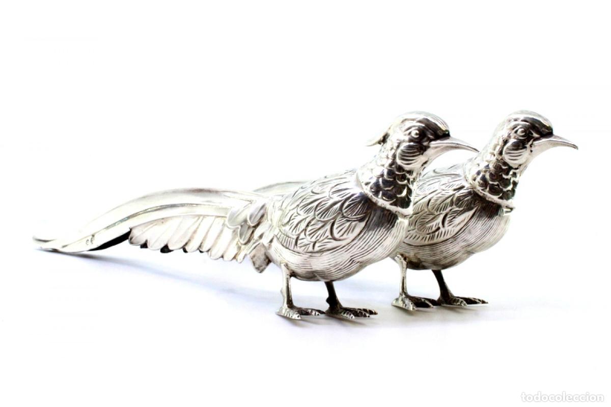 Antig&uuml;edades: Pareja de faisanes en plata - Foto 3