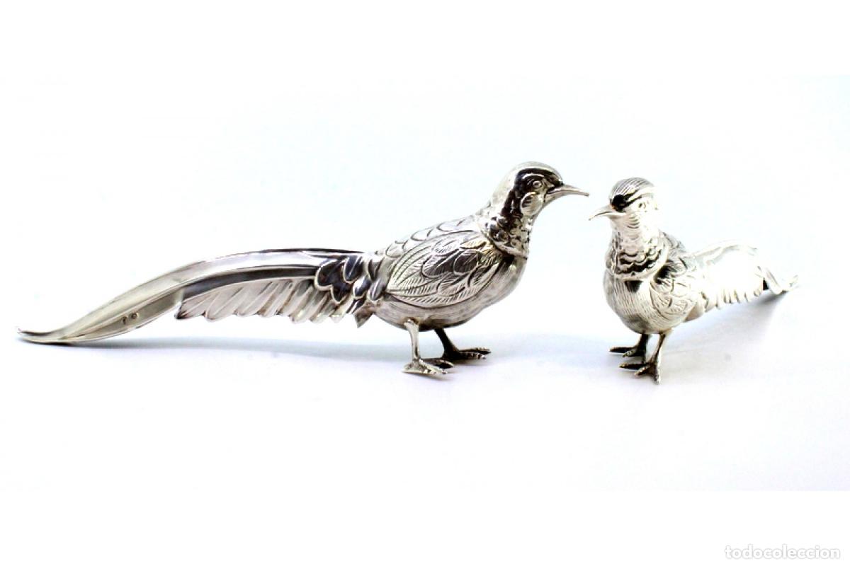 Antig&uuml;edades: Pareja de faisanes en plata - Foto 6