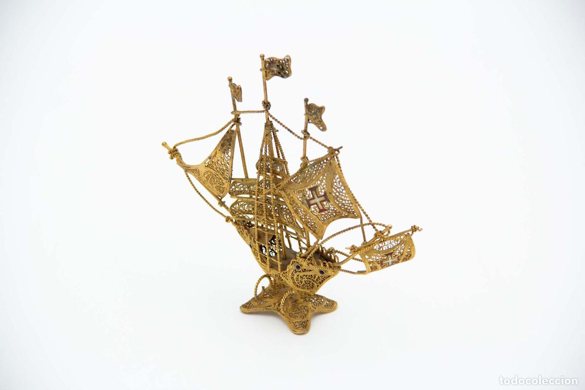 Antig&uuml;edades: Carabela en plata dorada - Foto 2