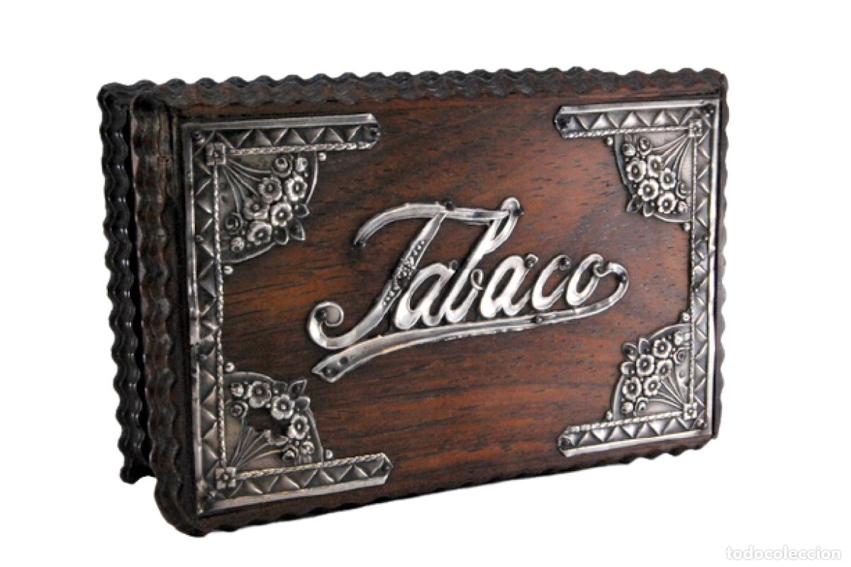 Oggetti Antichi: Caja de tabaco, fabricada en madera y plata.