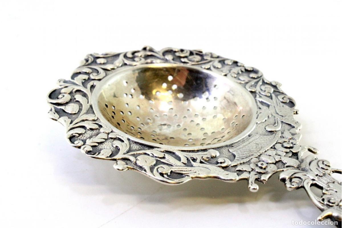 Antig&uuml;edades: Colador de t&eacute;, en plata - Foto 4